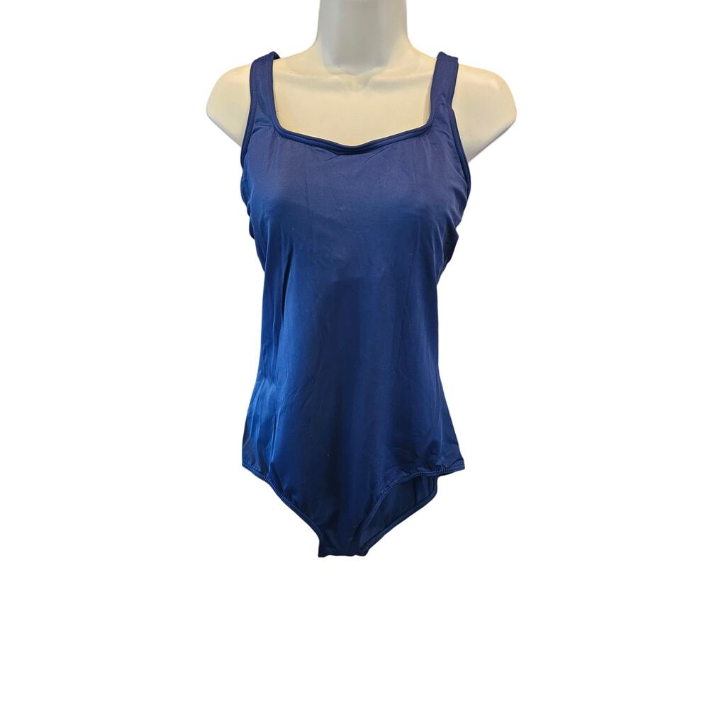 Lands end 12 DDD navy one peice full coverage swim suit modest minimalist EUC - Picture 2 of 7
